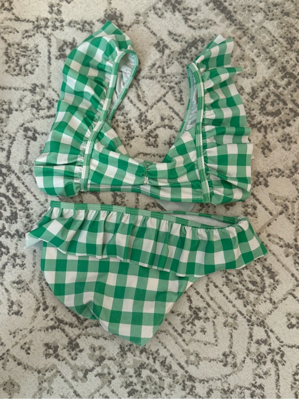 Janie and Jack/ Green Gingham Ruffle Two-Piece Swimsuit / Size 7
